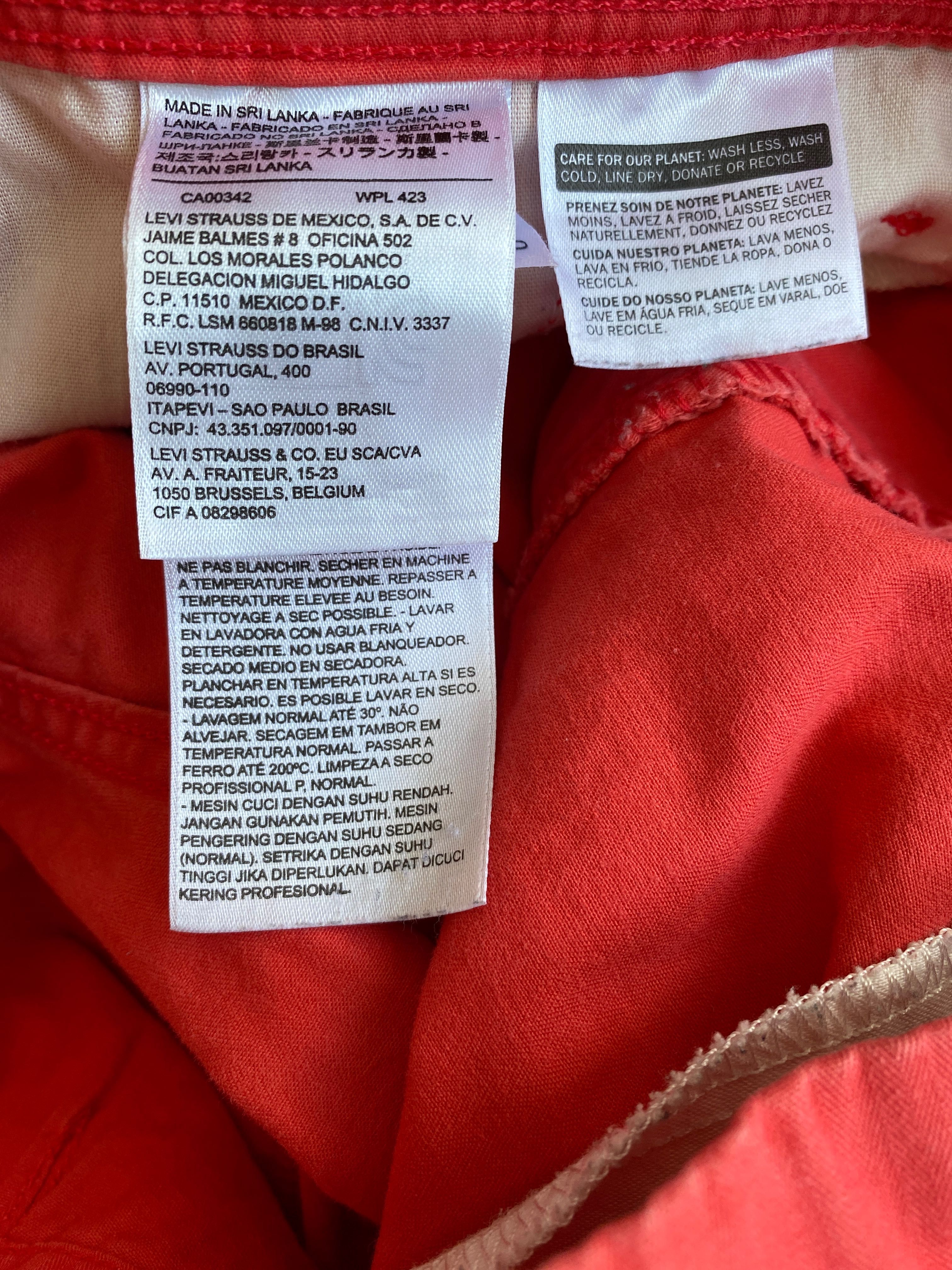 Pomidorowe szorty Levis, krótkie spodenki 00s y2k letnie vintage 90s