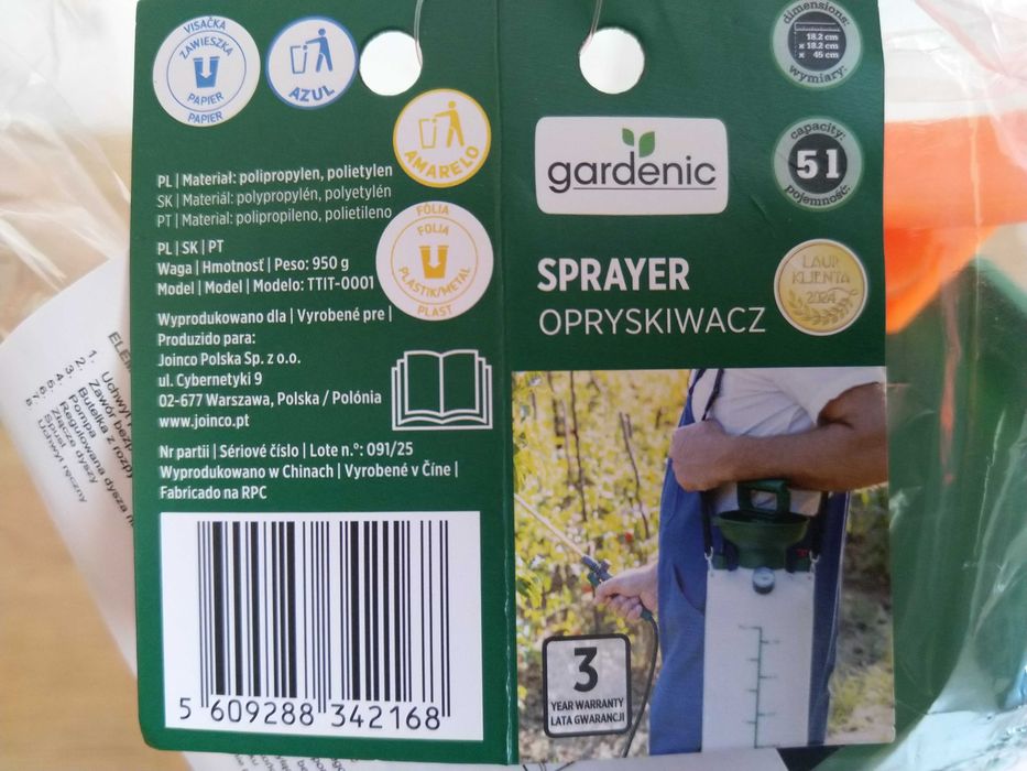 OKAZJA Opryskiwacz ciśnieniowy z lancą 5L + pasek Wysyłam