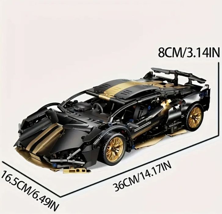 Контсруктор 1300дет. спортивна машинка 36*17 lego technic чорна золота