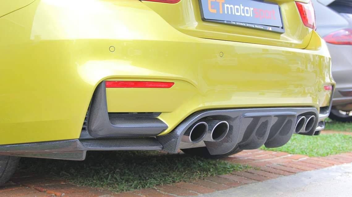 Клыки сплиттеры карбон в задний бампер BMW M3 M4 F80 F81 F82 F83