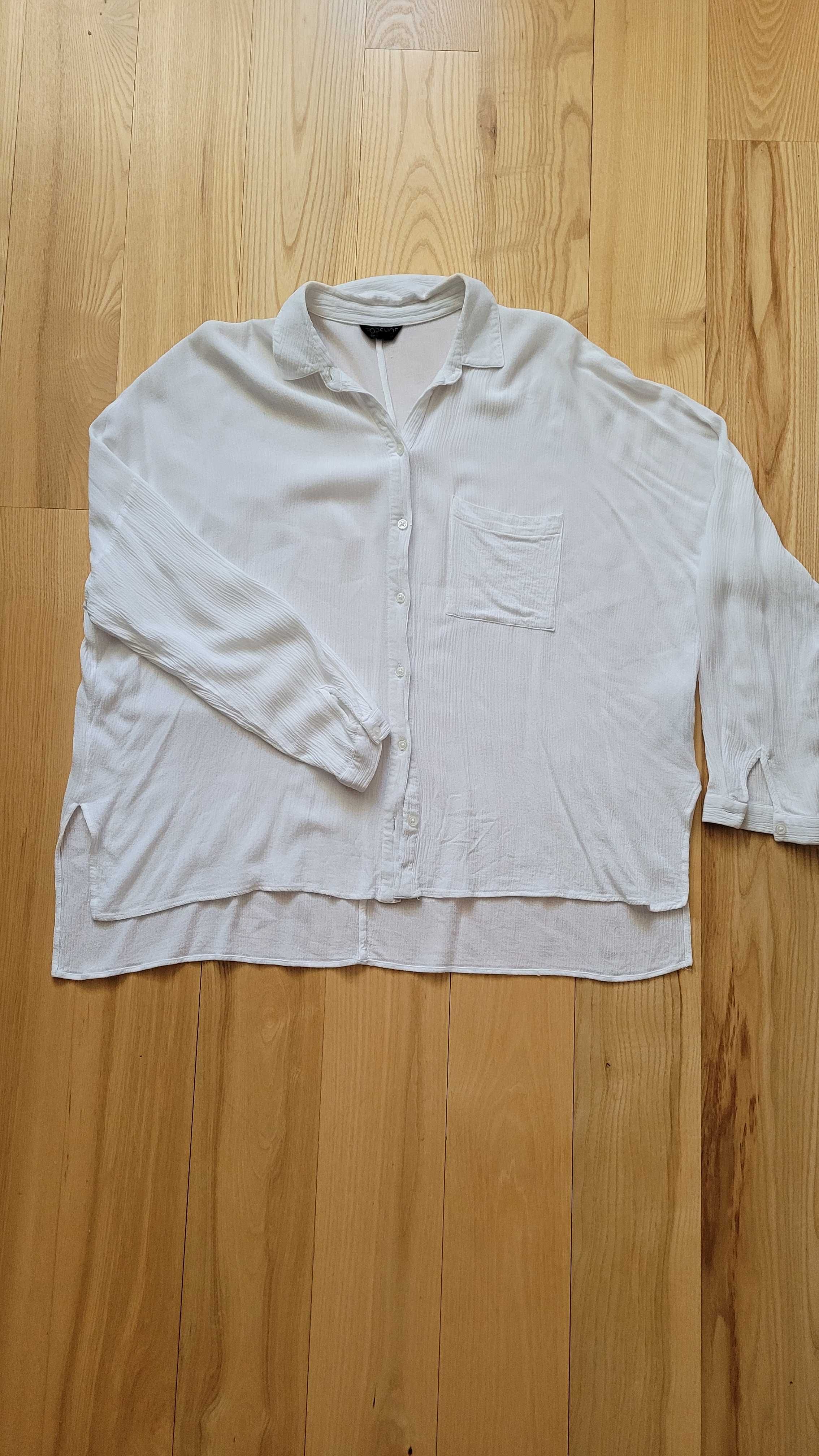 Miękka, biała bluzka koszulowa oversize