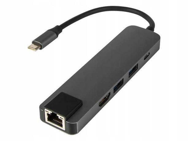 Karta sieciowa HUB USB-C adapter HDMI RJ45 LAN 5w1