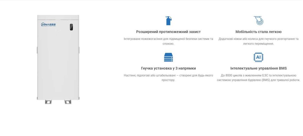 Акумулятор HinaESS PowerGem Plus 16кВт 51,2В, 314Аг, 160A