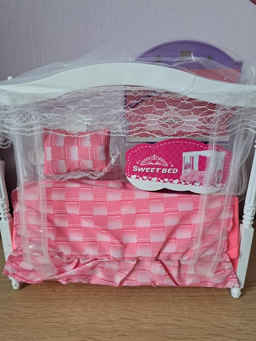 Кровать для барби  Ліжко для ляльки Спальня для кукол Барби