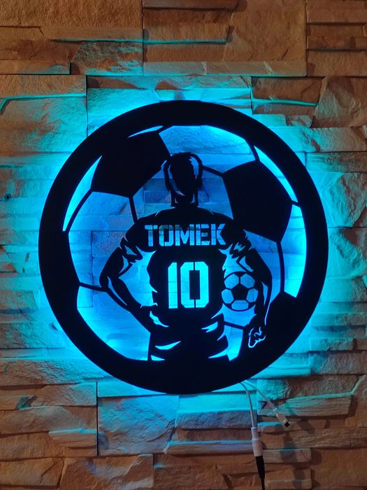 Lampka led piłkarz piłka nożna imię numer  personalizacja