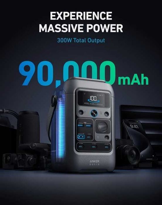 Портативна зарядна станція Anker SOLIX C300 DC 90000mAh Solar