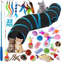 Kit brinquedos para gatos com túnel peixes bolas sinos [33 peças] NOVO