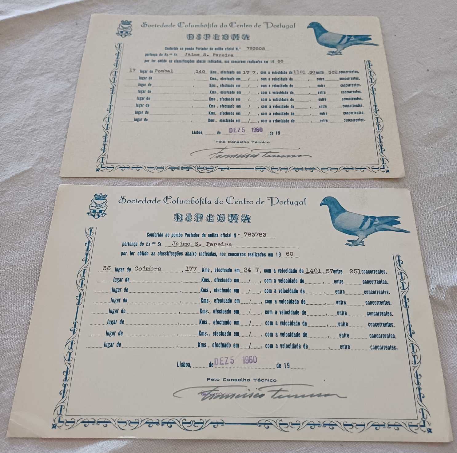 Columbofilia – Diplomas