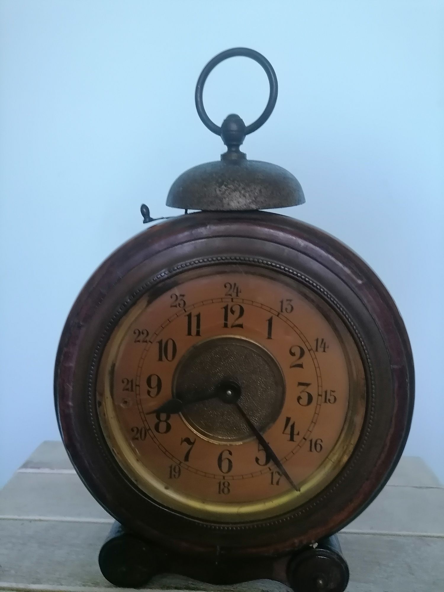 Stary zegar z budzikiem z łat 20 tych ART DECO