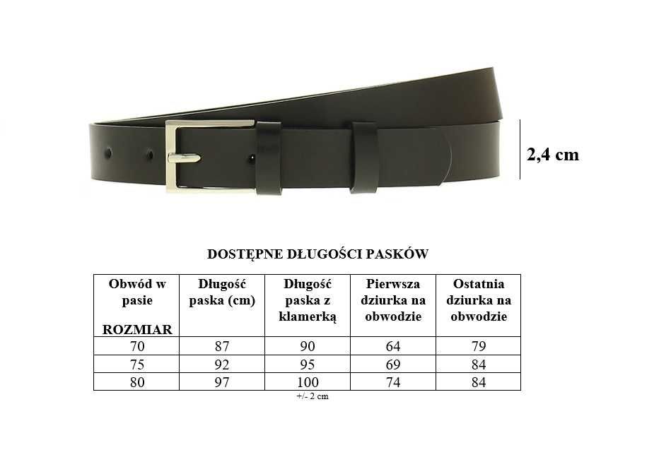Pasek dziecięcy dla chłopca do spodni czarny skórzany 75 cm wąski