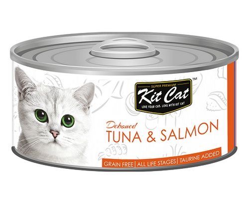 Zdrowa karma bez zbóż dla kotów - Kit Cat z tuńczykiem i łososiem 80g
