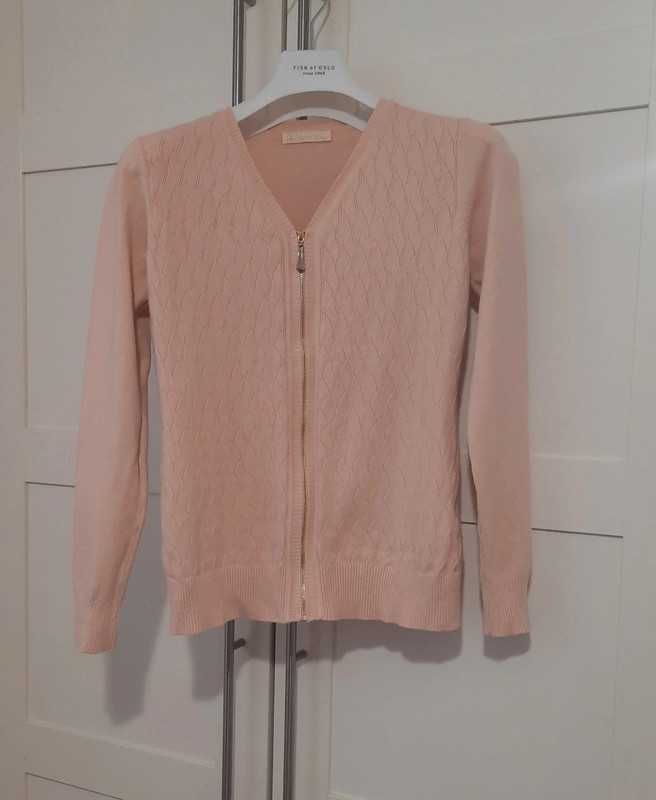 Brzoskwiniowy sweter na zamek 10 % kaszmir
