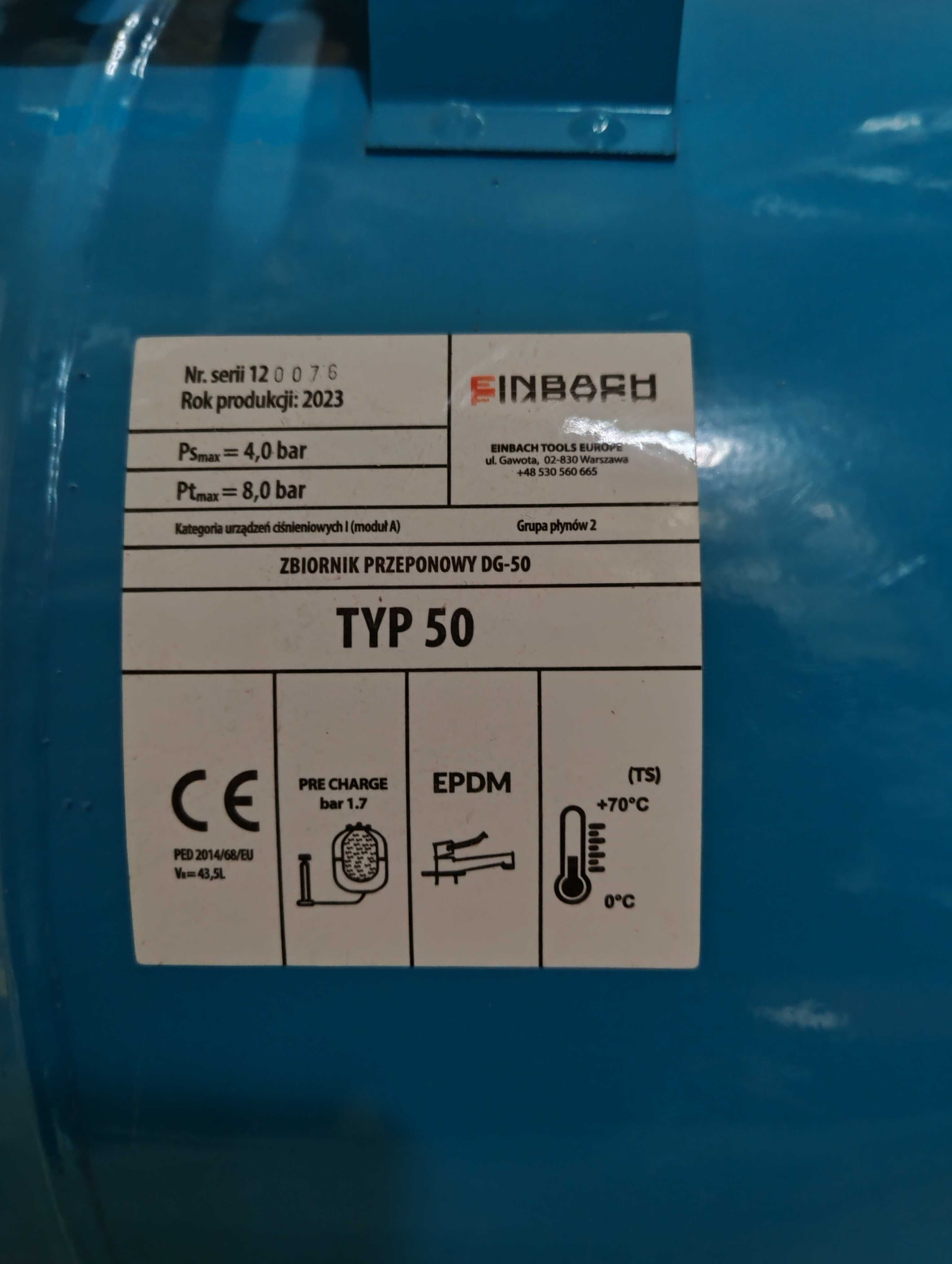 Zbiornik przeponowy 50L EINBACH - OUTLET