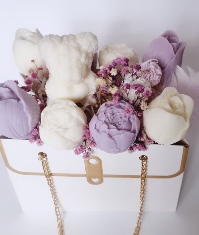 Flower Box elegancka torebka kwiaty z wosku sojowego prezent dekoracja