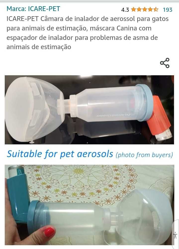 Inalador aerossol para cães e gatos