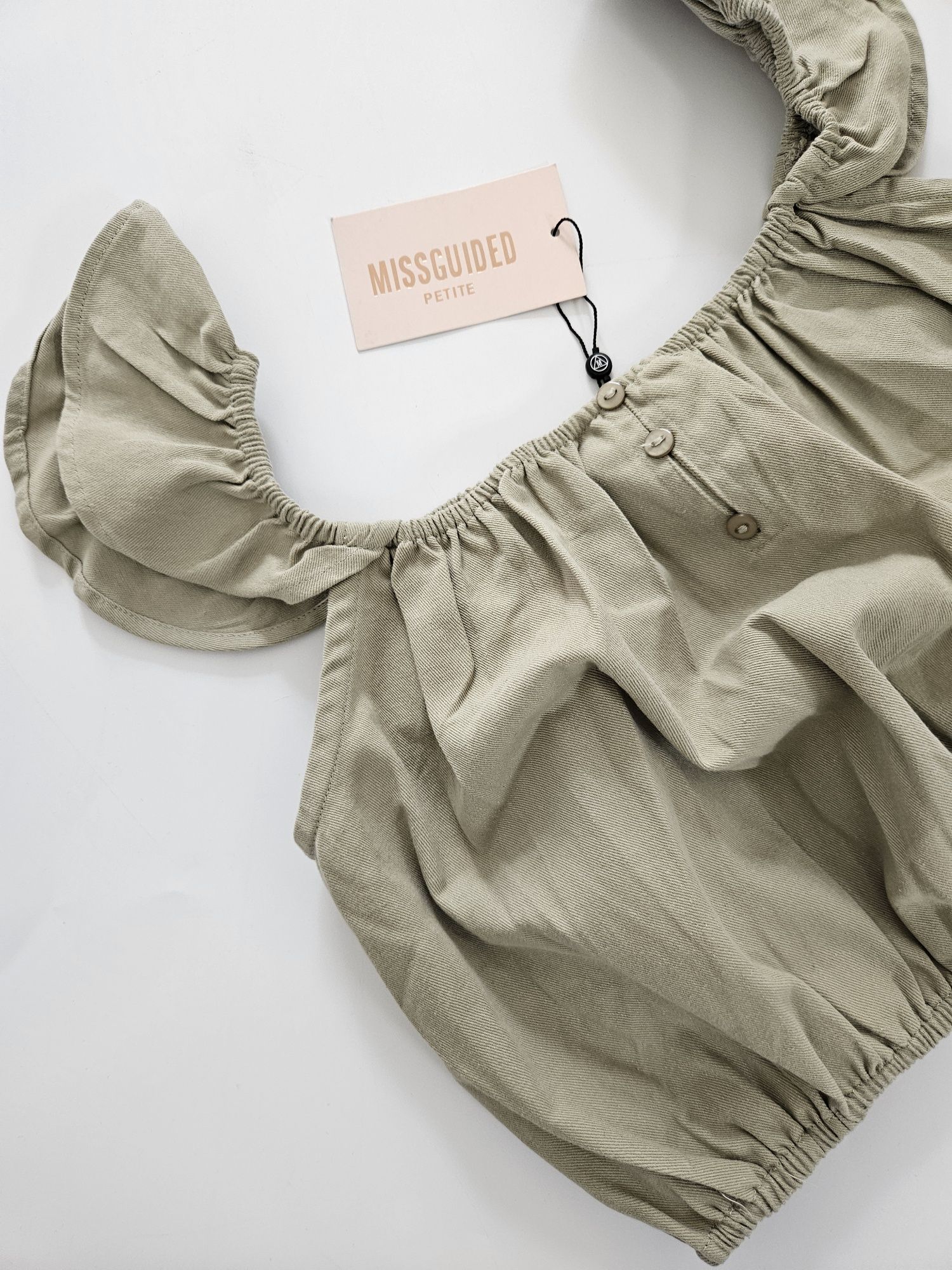 Crop top hiszpanka stanik bardot khaki Missguided 34 XS