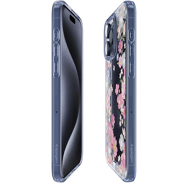 Kobiece kwiatowe Etui Spigen Liquid Tpu do iPhone 15 Pro - Blossom Flo
