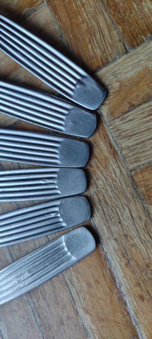 6x łyżka stołowa obiadowa Gerlach wzór paski z puncami mix PRL