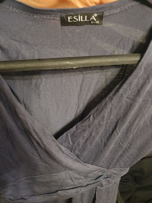 Granatowa sukienka do karmienia piersią i ciążowa. Krótka.