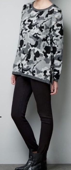 Sweterek Zara rozmiar S moro, ozdobne zamki na dole,ozdobne dżety