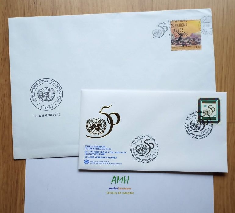 Filatelia Aniversário 50 anos Nações Unidas envelope 1º dia