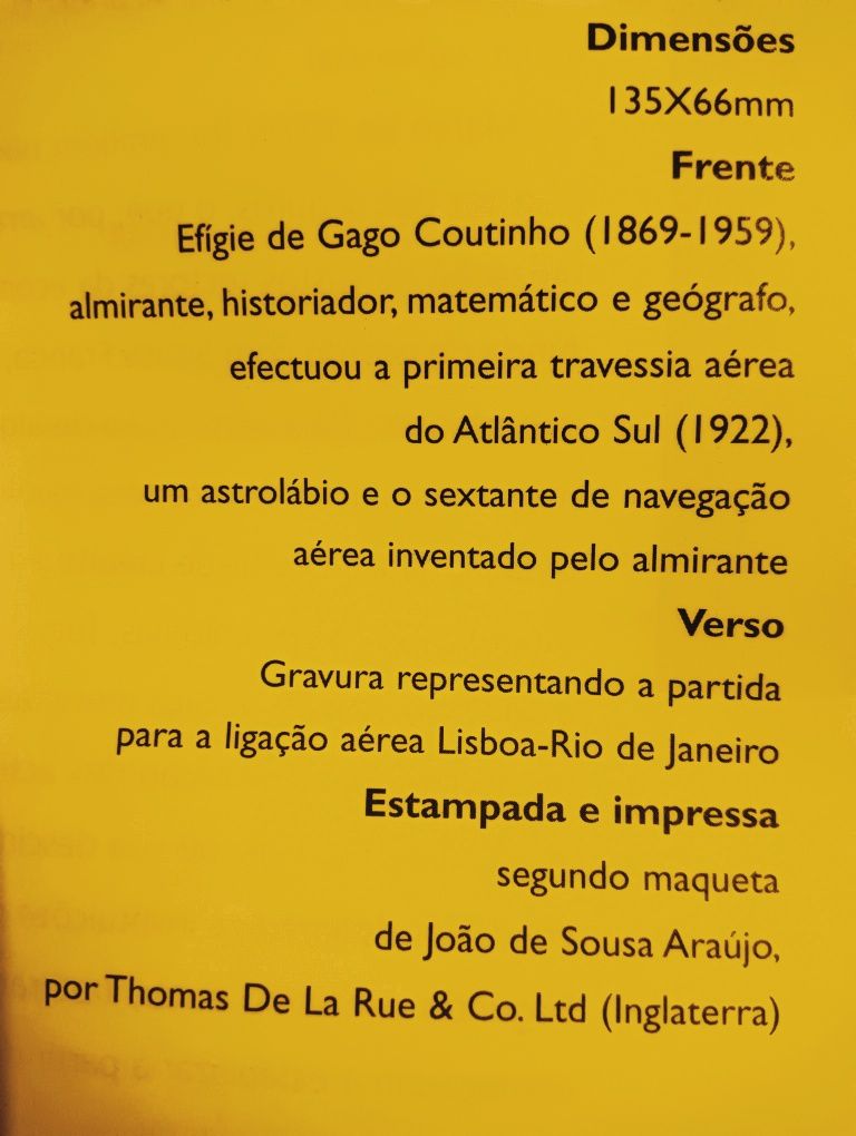 Nota de 20 escudos Ch9 Gago Coutinho