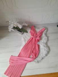 Różowy kombinezon damski piękny plisowane nogawki SM
