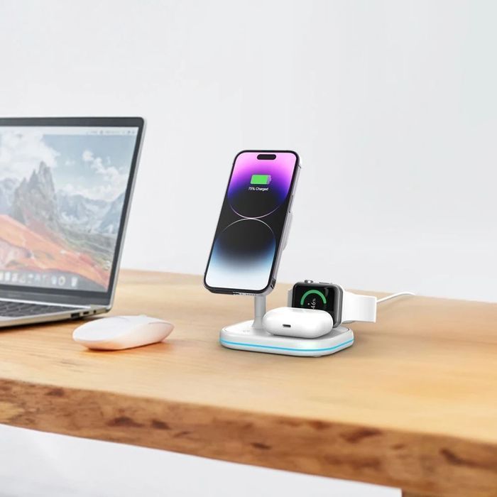 Ładowarka Bezprzewodowa indukcyjna QI15W-A27 3IN1 Magnetic MagSafe