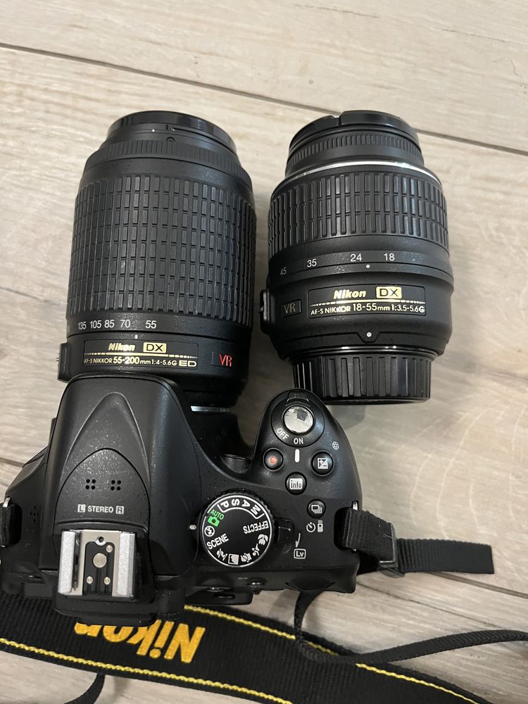 Aparat fotograficzny Nikon 5200 + obiektywy 18-55 i 55-200