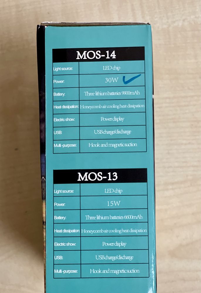 Акумуляторний ЛЕД світильник MOS 14 30вт-9900mAh LED лампа аккумулятор