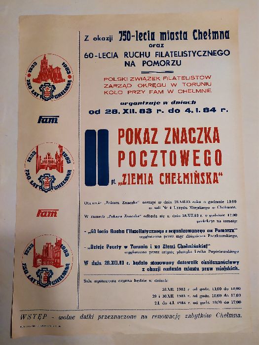 Oryginalny plakat PRL Pokaz Znaczka Pocztowego