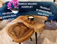 Stolik kawowy KOMPLET plaster drewna orzech lot