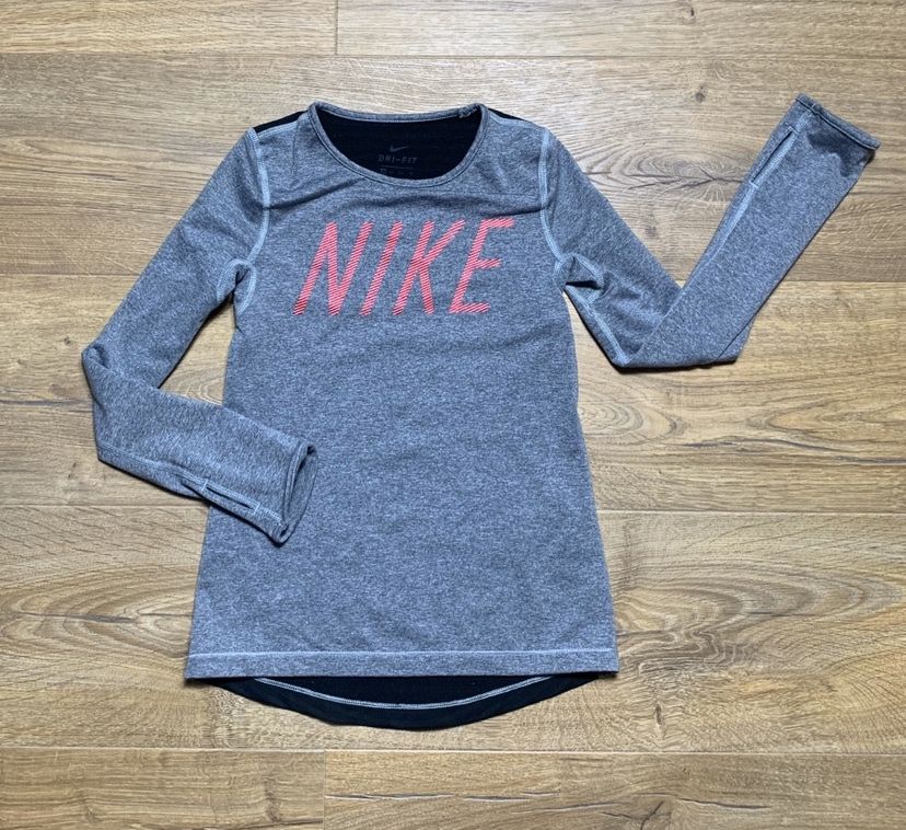 Nike Dri Fit bluzka XS szara różowa zadbana sportowa stan bdb