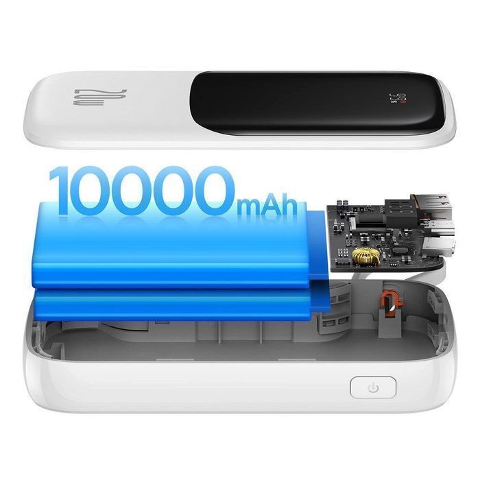 Baseus powerbank 10000mAh 20W QC/PD/SCP/FCP z kablem Lightning biały