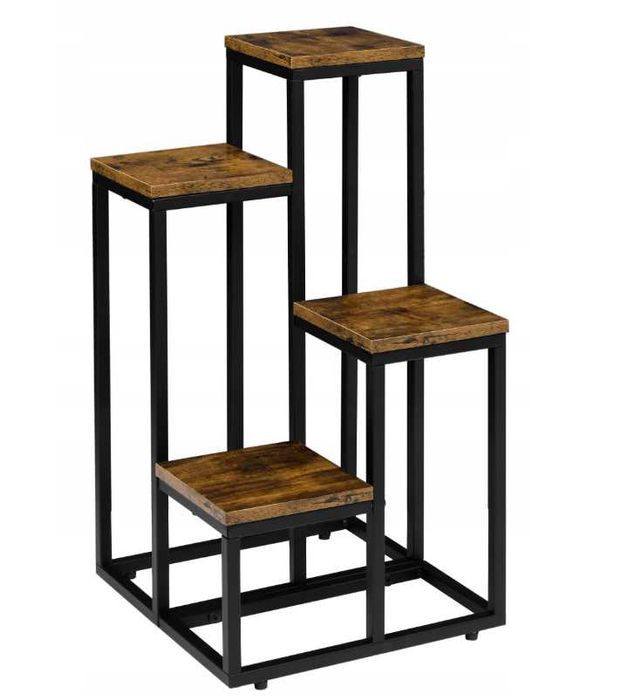 Kwietnik metalowy LOFT CZARNY 4 Poziomy  stojak z półkami na kwiaty
