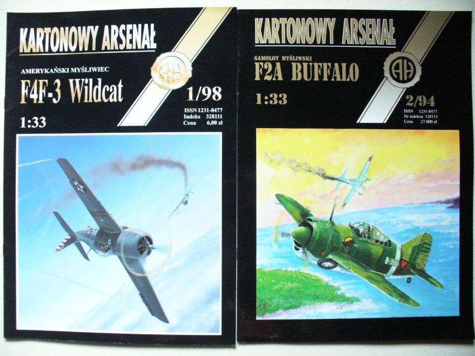 model Kartonowy Arsenał samolot: F2A Buffalo, F4F-3 Wildcat 1:33