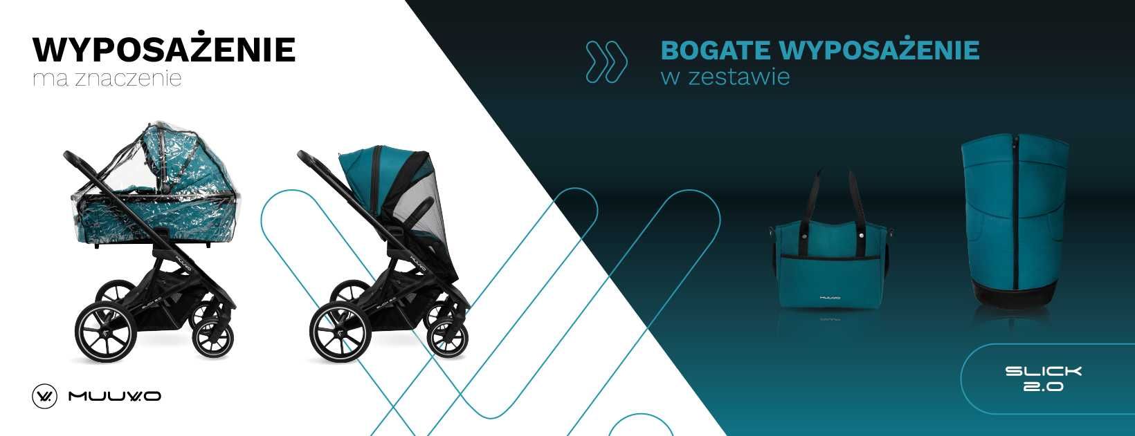 Wózek Muuvo SLICK 2.0 2w1 Lekki Składany Gondola+Spacerówka +Adaptery