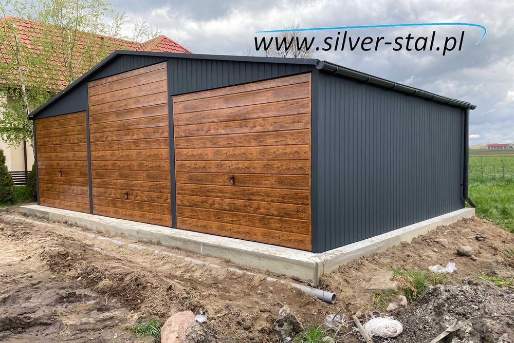 Garaż blaszany dwuspadowy 9x6 9x5 blaszak wiata blaszaki Silver-Stal