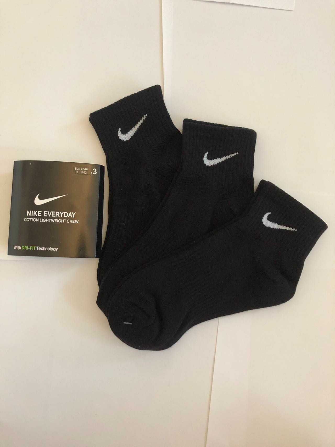 6 par skarpet Nike z czystego bawełny. Czarne, krótkie, Rozmiar L / M
