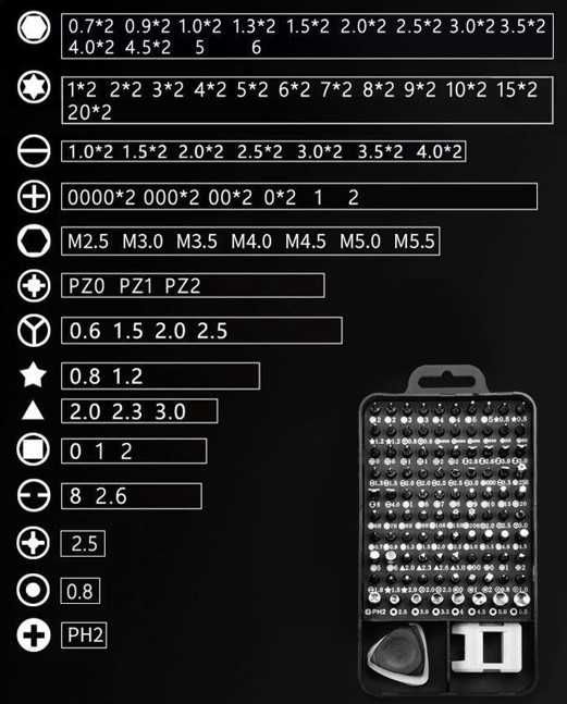 Набір інструментів викруток 115 в 1, біти 98 шт набор отверток
