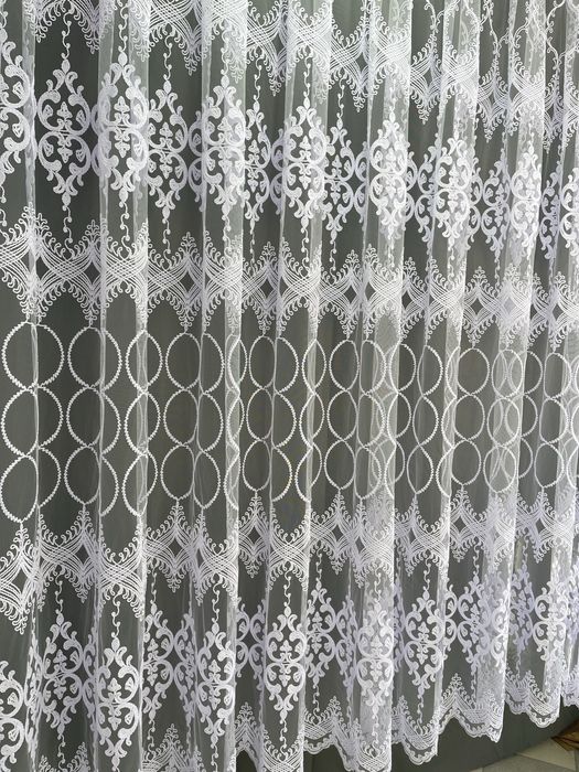 Тюль Фатін з вишивкою шиніль