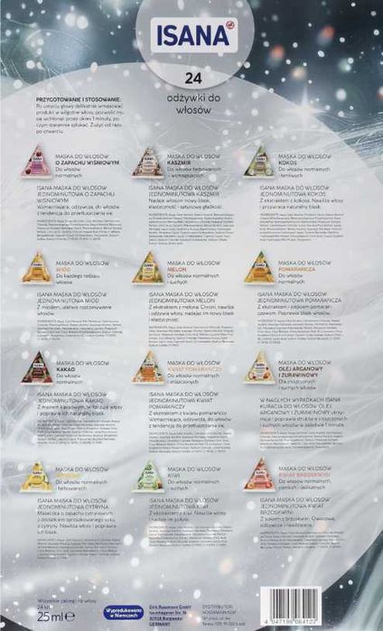 ISANA Kalendarz adwentowy z odżywkami do włosów 24x25ml 24 elementy