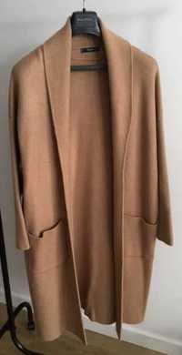 MANGO dzianinowy płaszcz oversize XS/S brąz camel