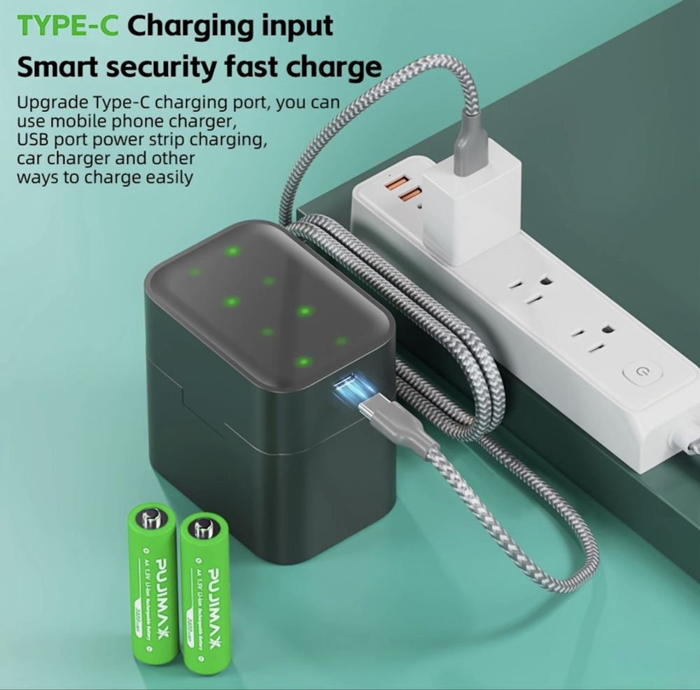 Акумулятори 8 шт батареї типу АА 3400mWh (2260mAh) з зарядним кейсом