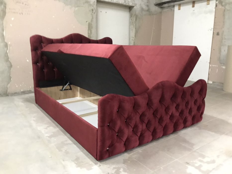 Łóżko 140/200 tapicerowane pikowane guzikami Kontynentalne materac