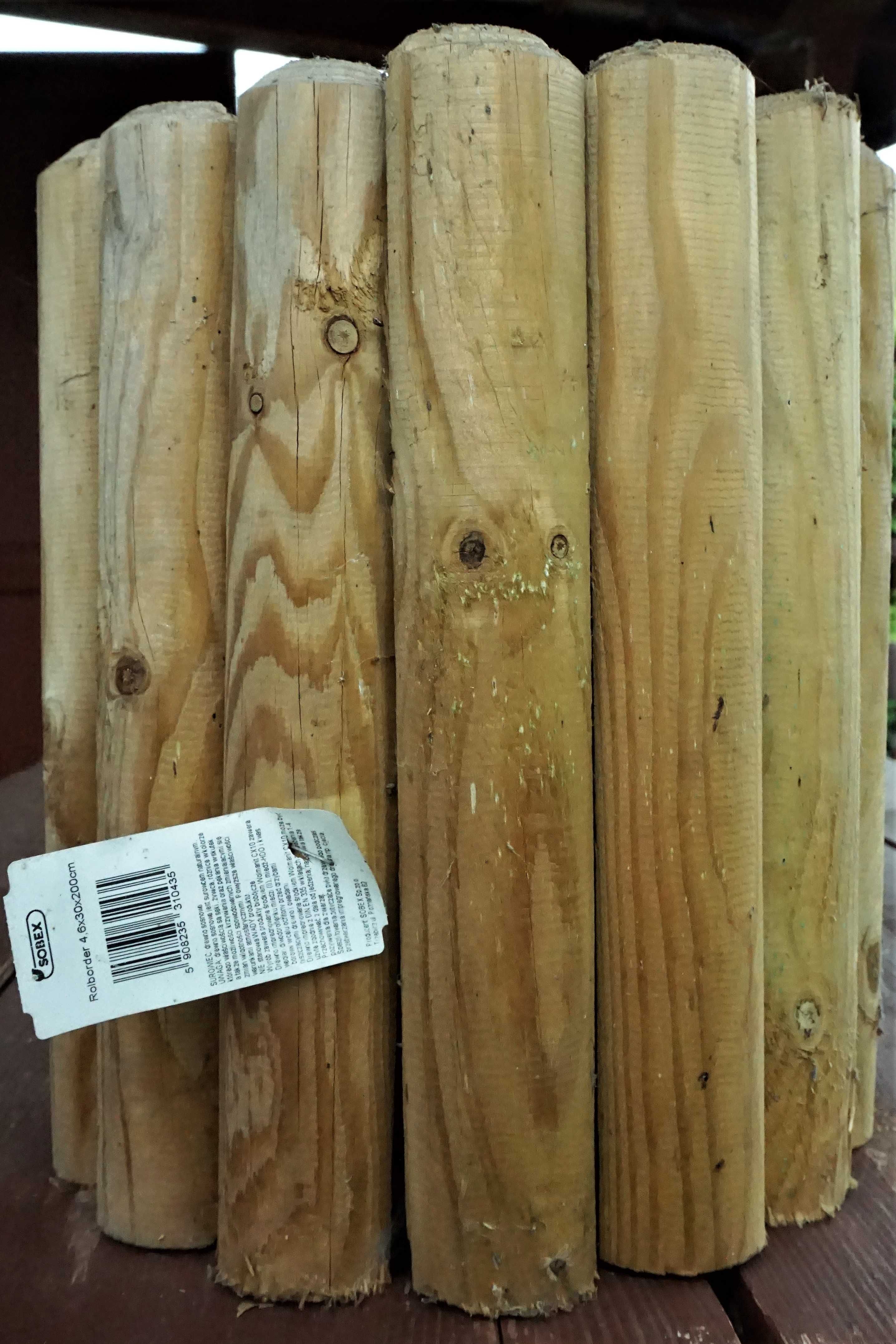 Palisada drewniana, rolborder 4,6x30x200 nowe