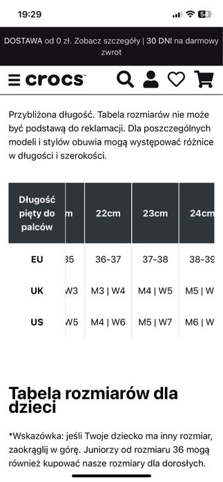 Crocs Kadee japonki rozmiar W5