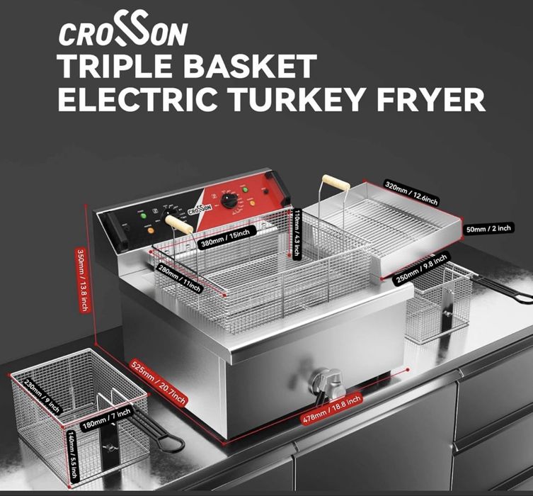 Комерційна електрична фритюрниця  CROSSON  7000Вт