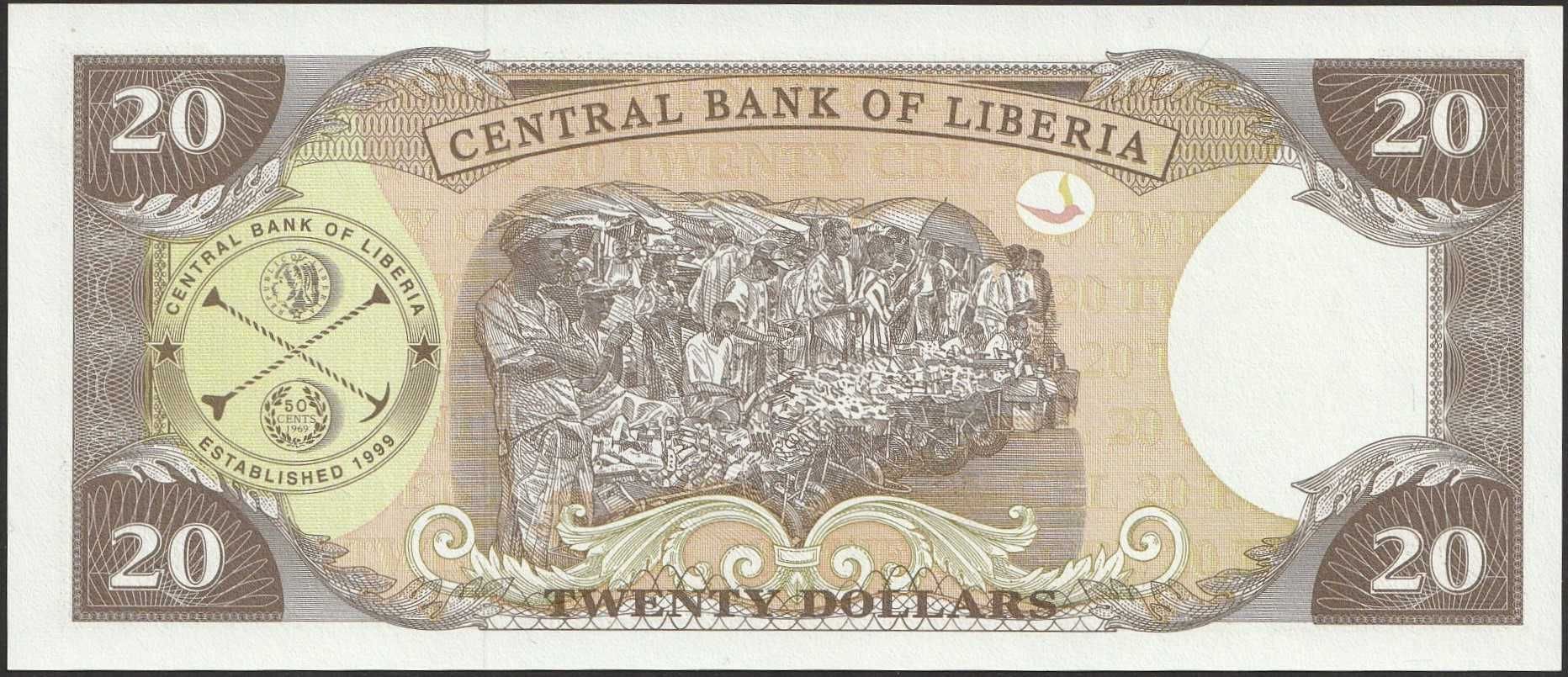 Liberia 20 dolarów 2009 - stan bankowy UNC