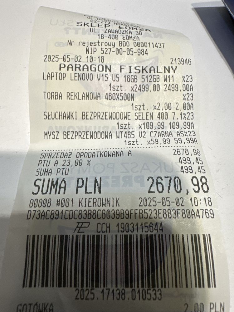 Lenovo V15 G6 IRL nowy zapakowany gwarancja